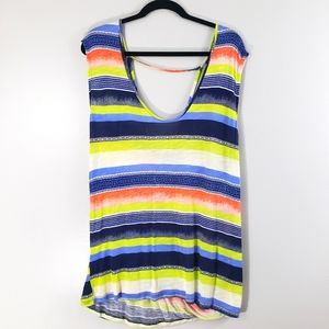 JESSICA SIMPSON bold striped wrap back tunic tank